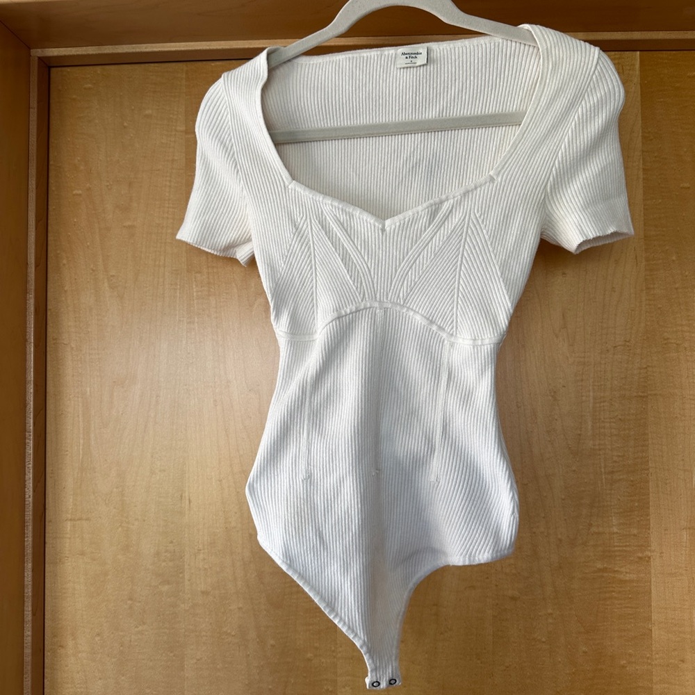 Abercrombie & Fitch Cream Ribbed Bodysuit